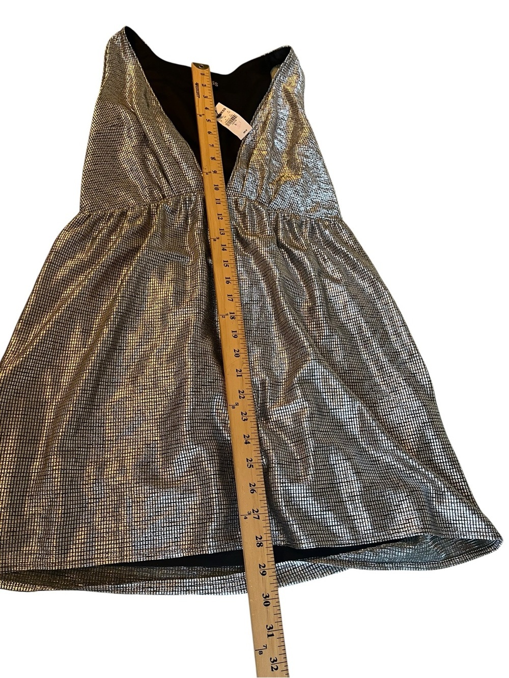 Express Silver Metallic Babydoll Mini Dress Tunic NWT Party Glam S - Picture 4 of 6